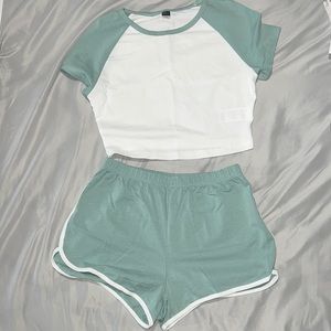 Raglan Sleeve Crop Top and Shorts
